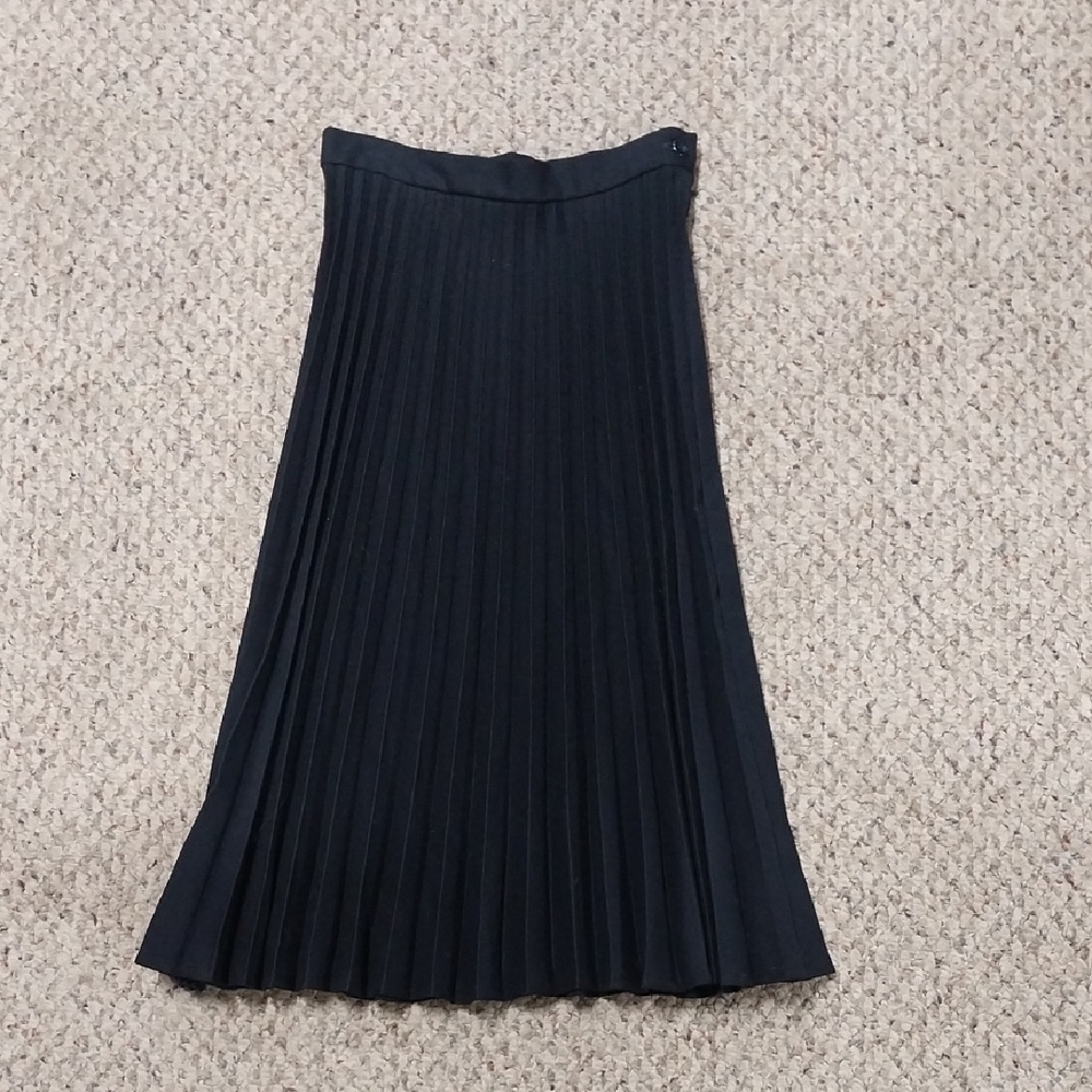 Vintage Elegant Navy Blue Pleated Skirt